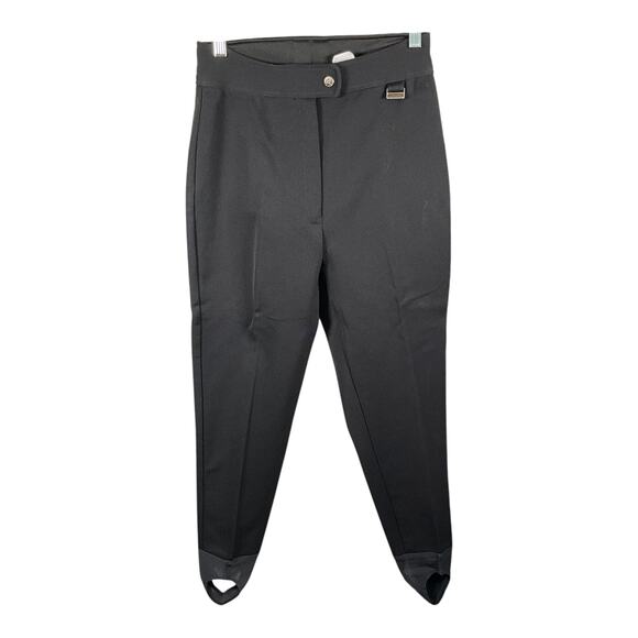 Vintage Edelweiss Skiwear Black Ski Pants With Stirrups Womens 12 Wool Blend USA - Picture 1 of 9